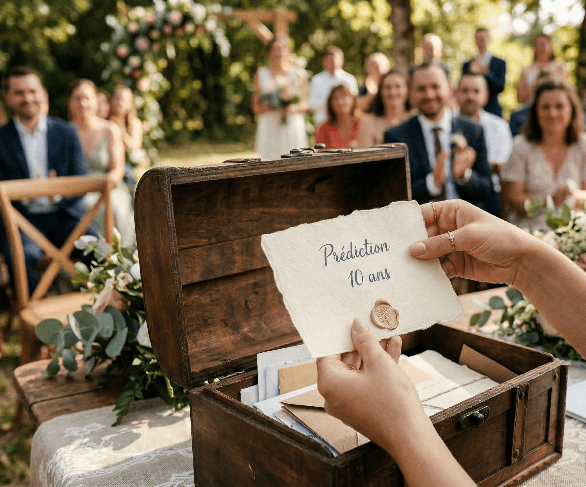 Cérémonie capsule temporelle de mariage avec dépôt de messages pour le futur