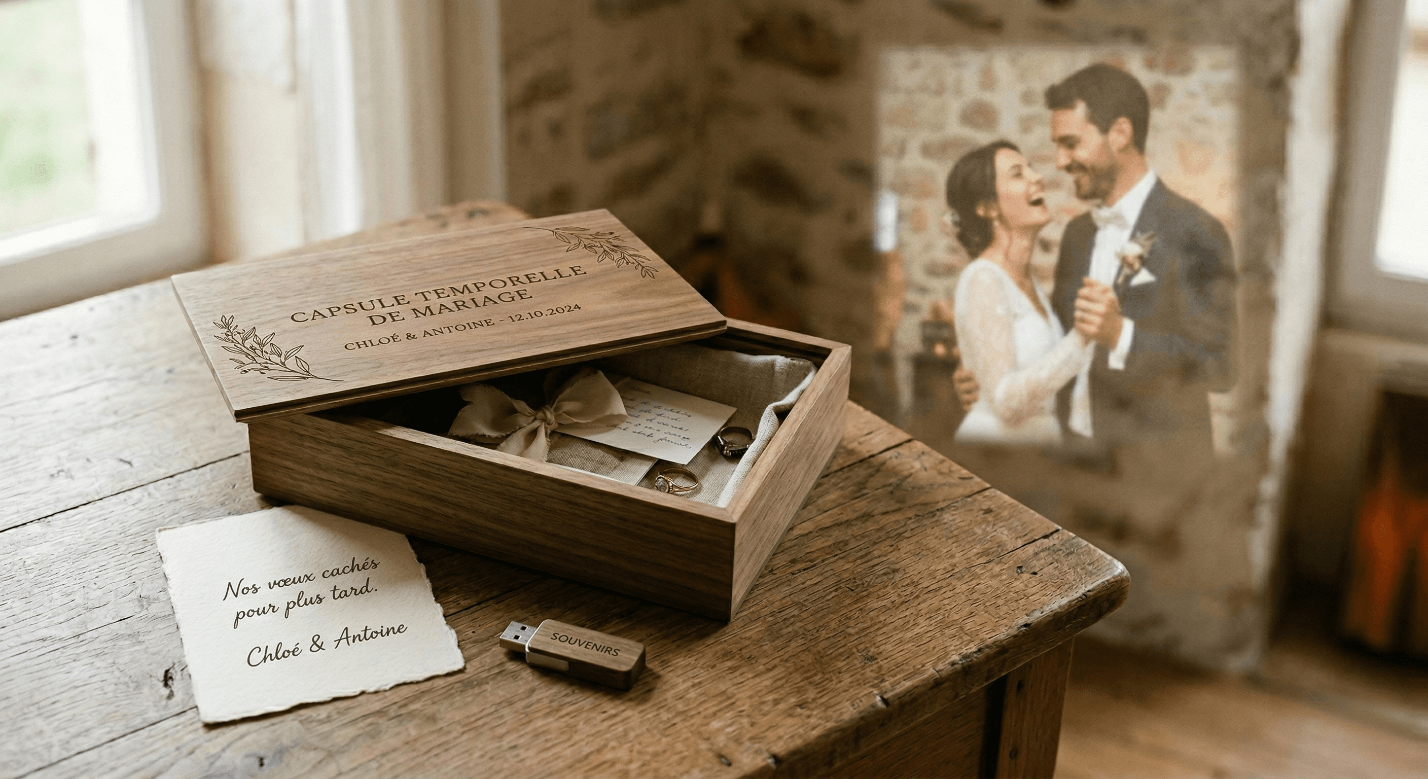 Le coffret Capsule Temporelle Chronobooth : un souvenir tangible avec clé USB