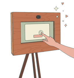Invité qui enregistre un message vidéo sur la borne Chronobooth
