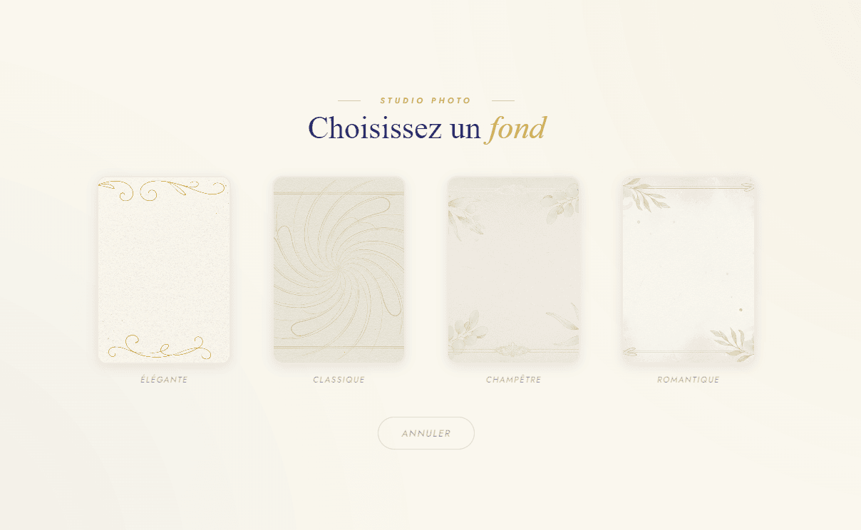 Écran tactile Chronobooth - choix du fond de la photo