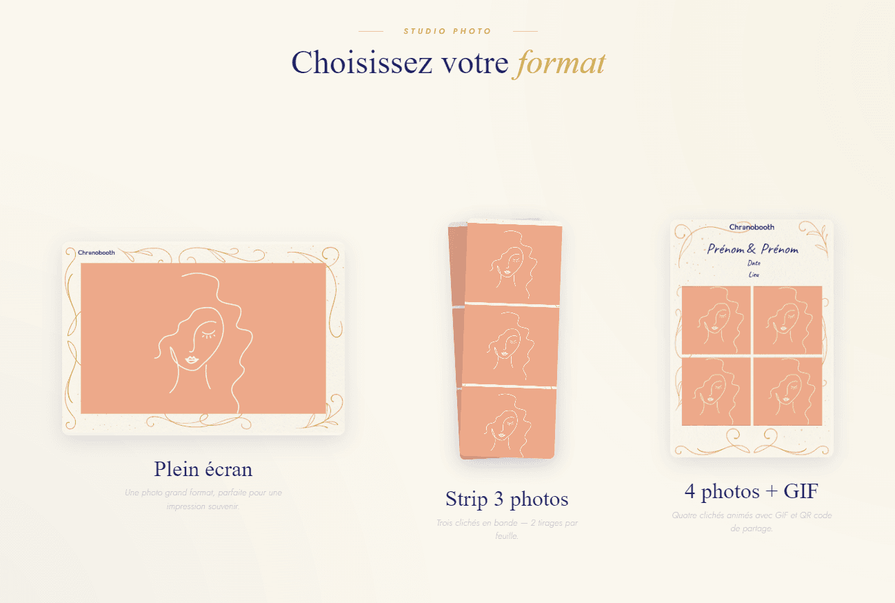 Écran tactile Chronobooth - choix du format de tirage